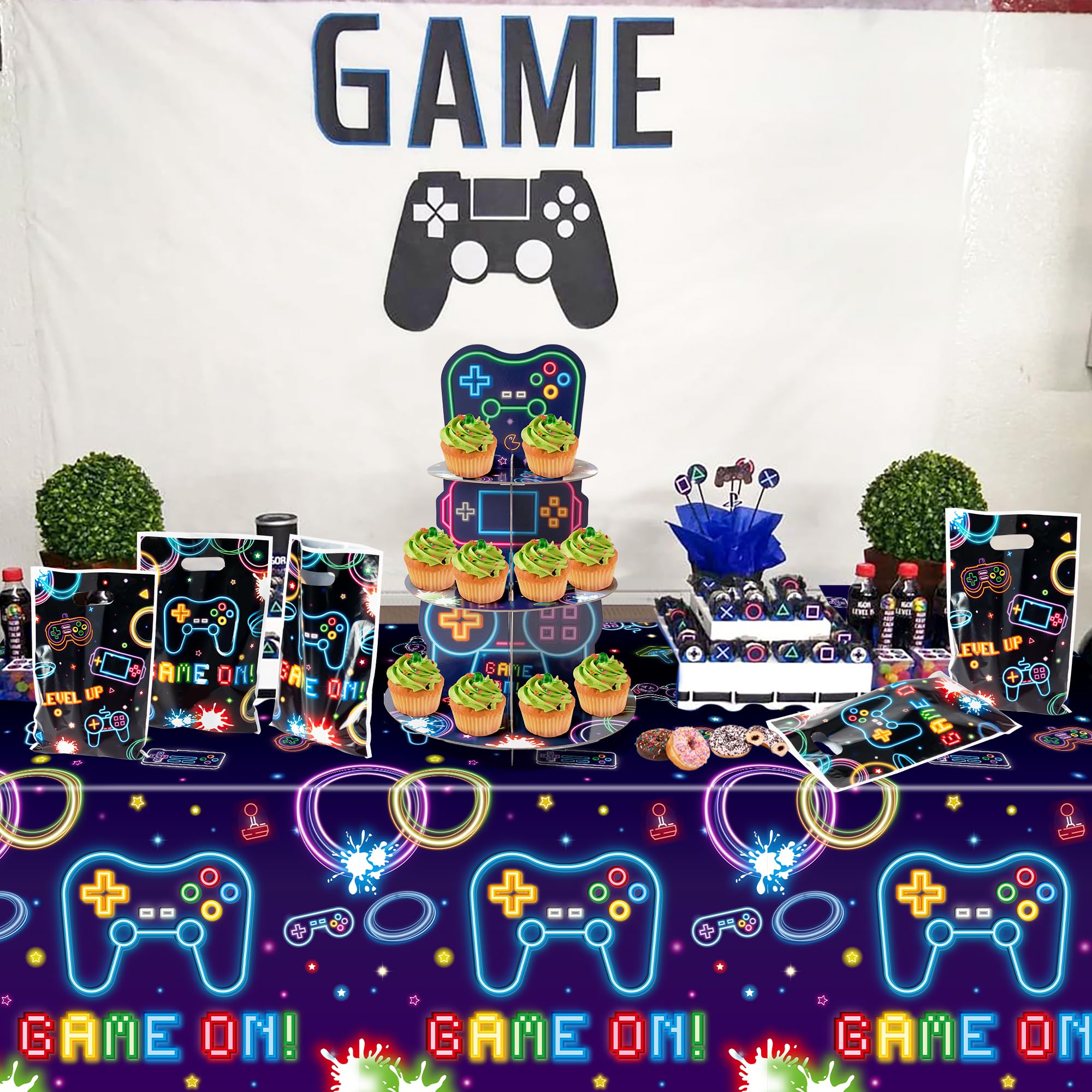 ArianQicult neon video game cupcake stand ideal for kids parties and game events