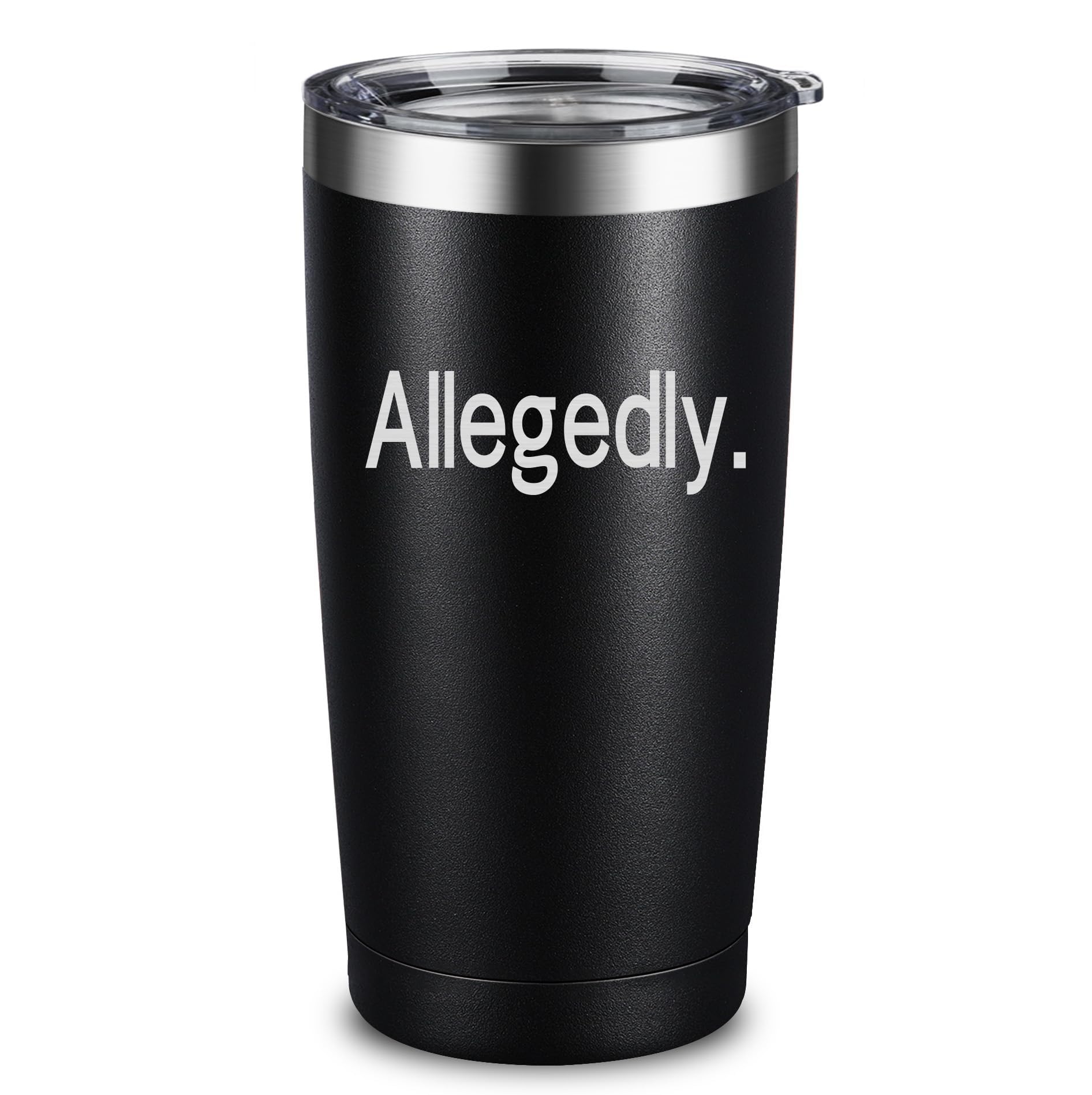 ARIABLE Allegedly Tumbler front engraving highlights the forever message for legal gift buyers.