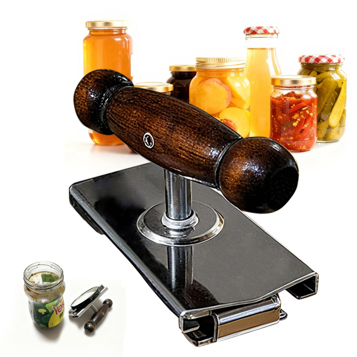 AriesMu adjustable jar opener with oak handle offers strong leverage for stubborn lids.