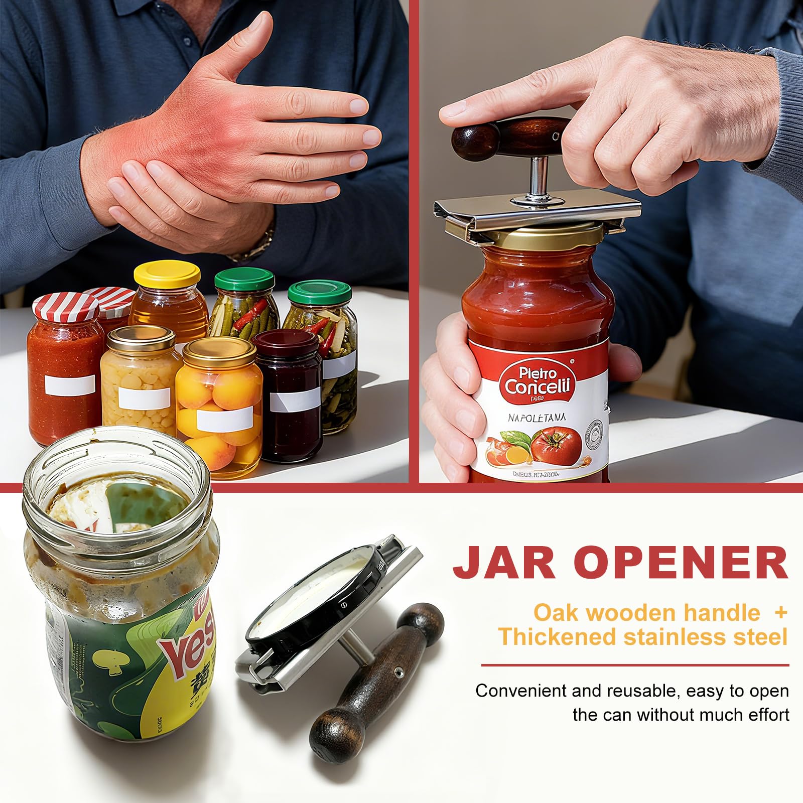 AriesMu long lever design reduces wrist strain during jar opening tasks.