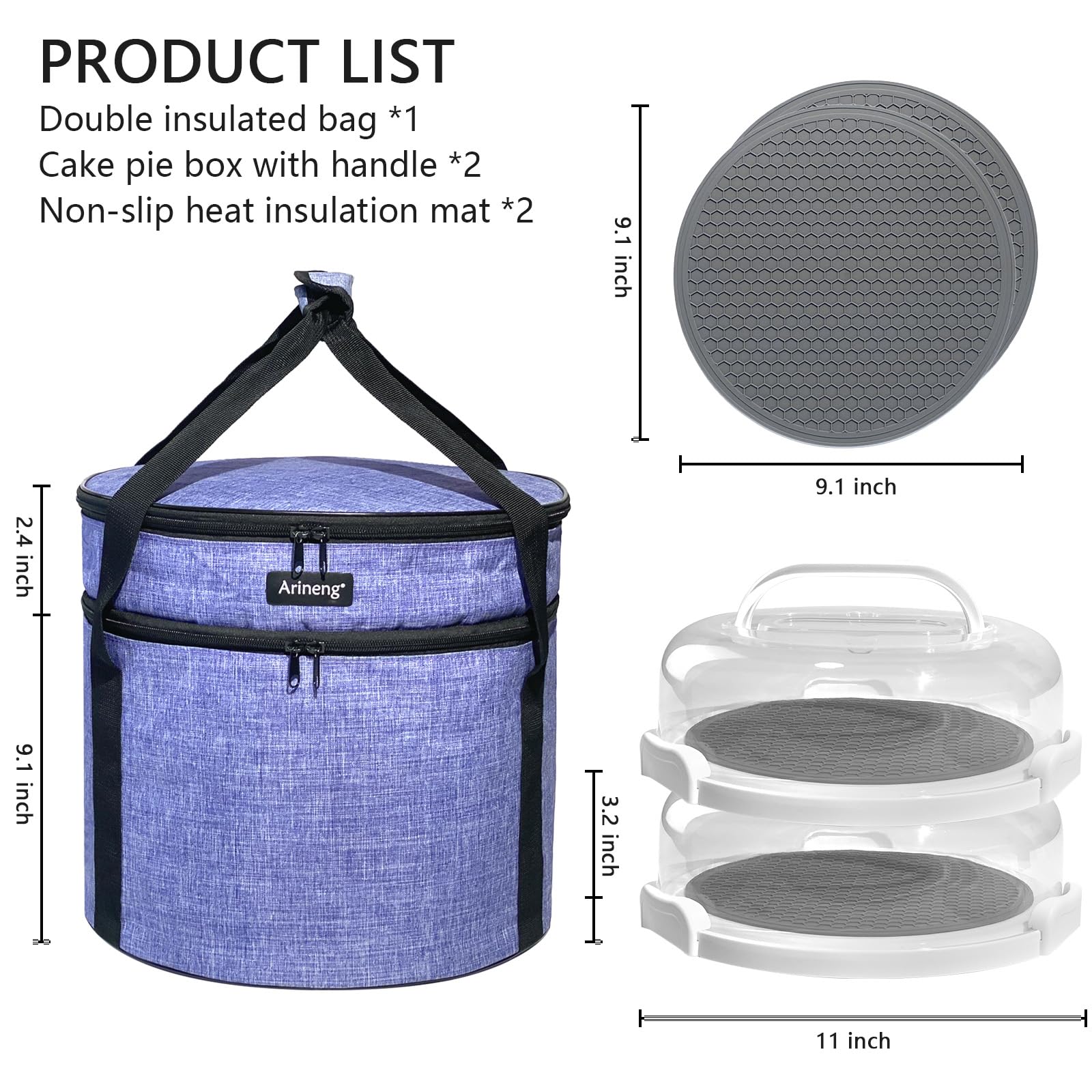Arineng insulated bag for pie keeps desserts warm or cool during travel