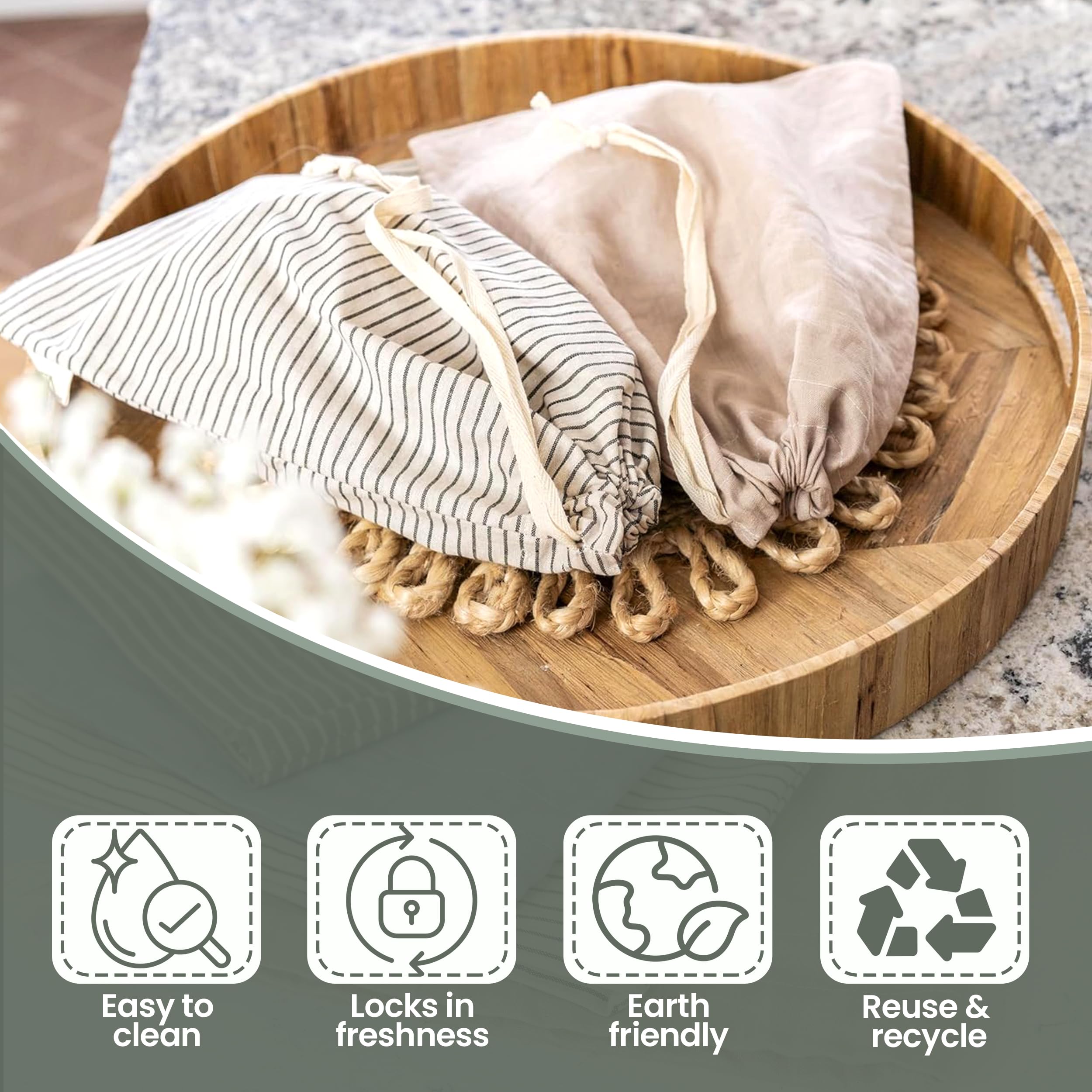 Ark & Aron sourdough loaf stored in reusable bread bag for daily use.