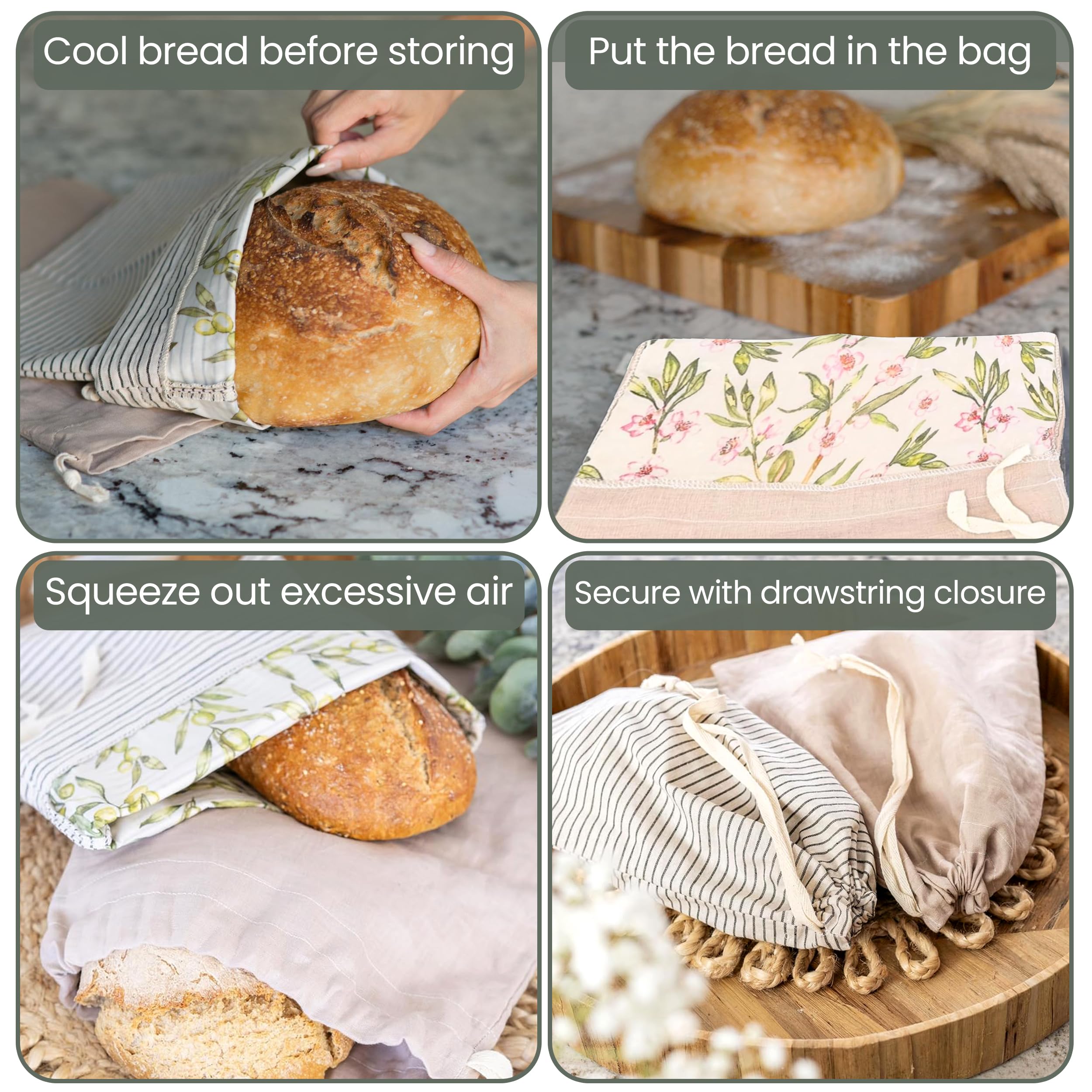 Ark & Aron interior pattern visible inside bread bag, adding charm.