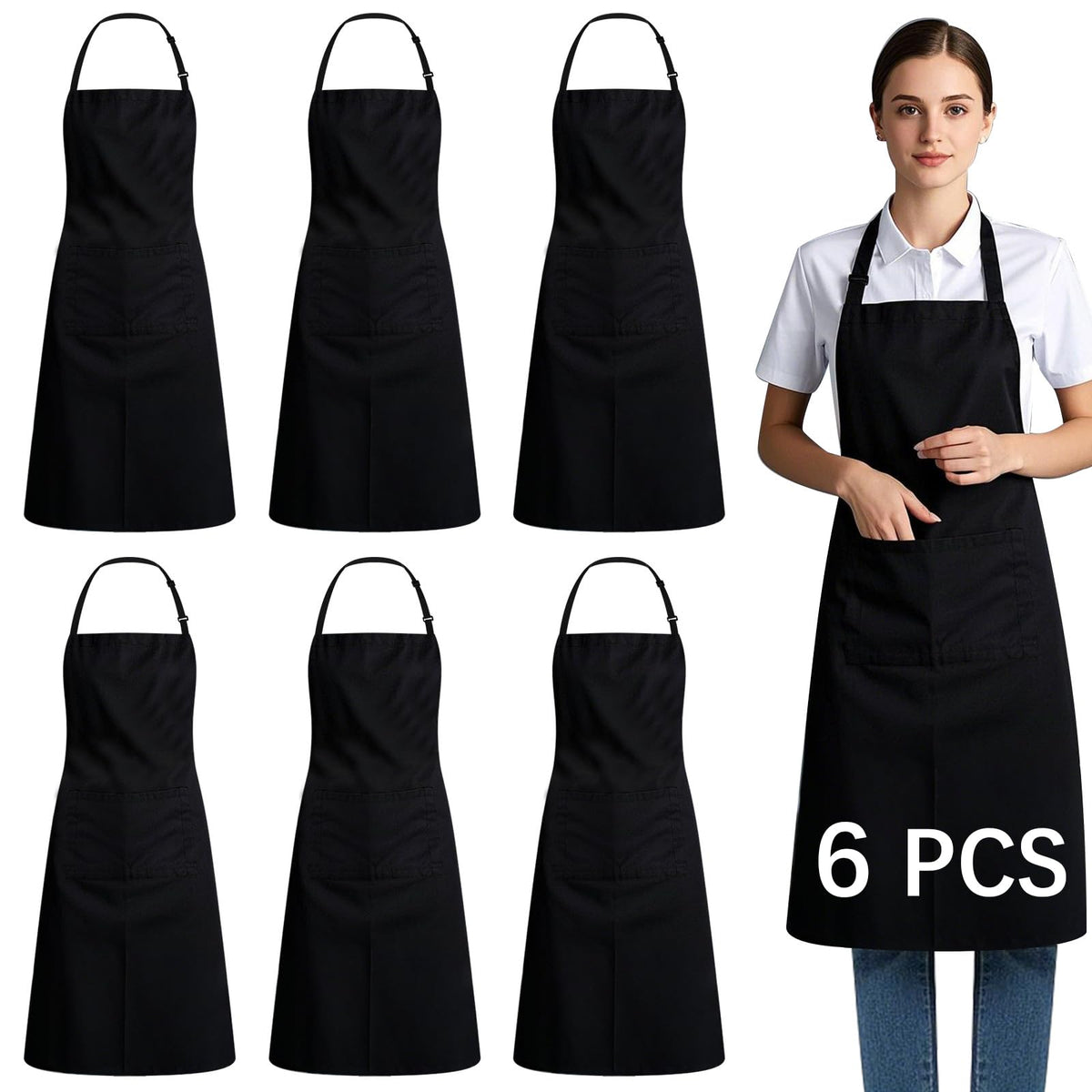 ARKBAODAN bib apron front pockets for quick tool access while cooking.