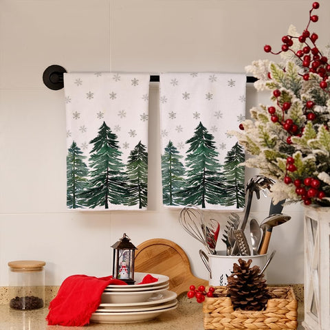 ARKENY dish towels 18x26 with snowflake motif; perfect for festive countertop cleanup