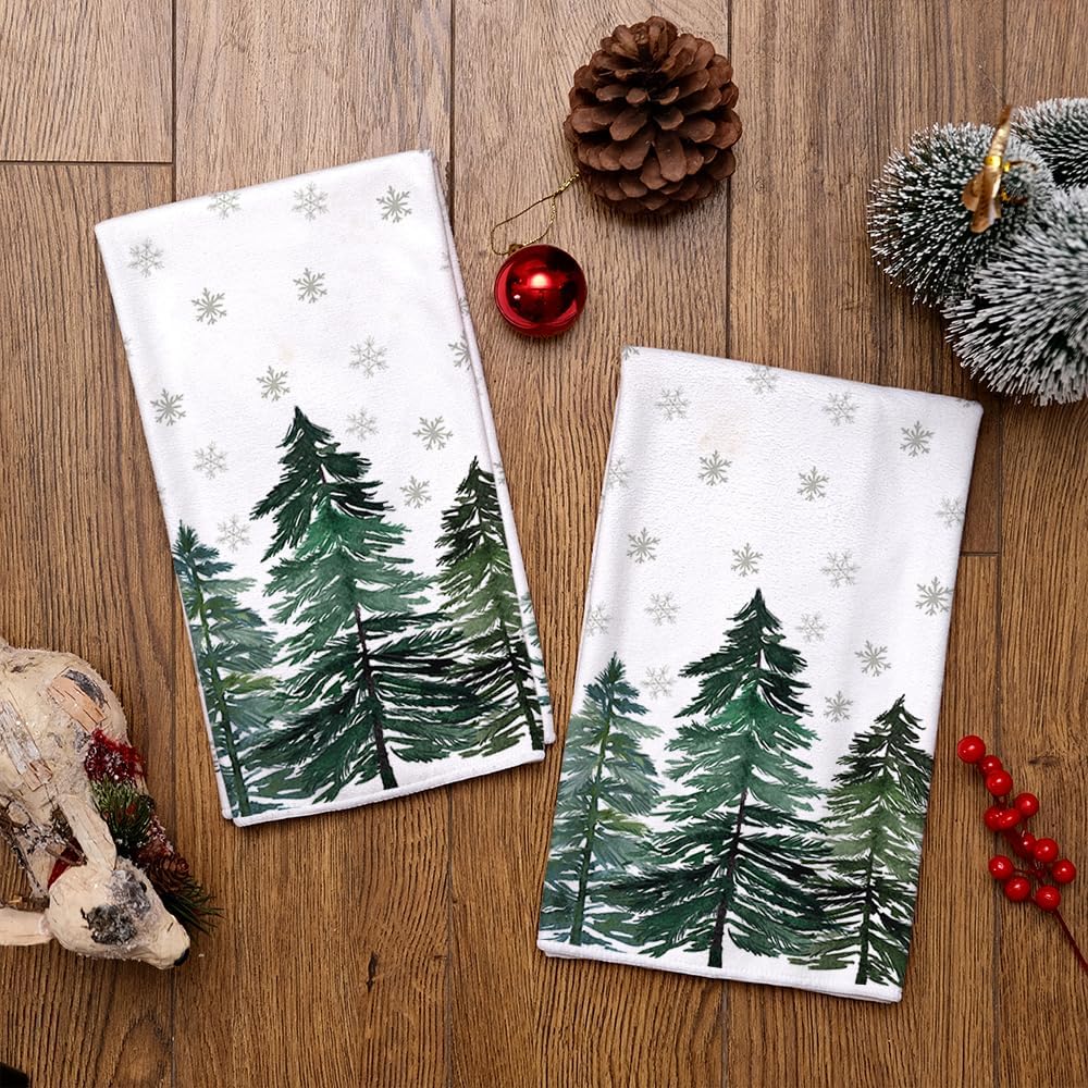 ARKENY farmhouse decor towel; vibrant green colors enhance holiday kitchen ambiance