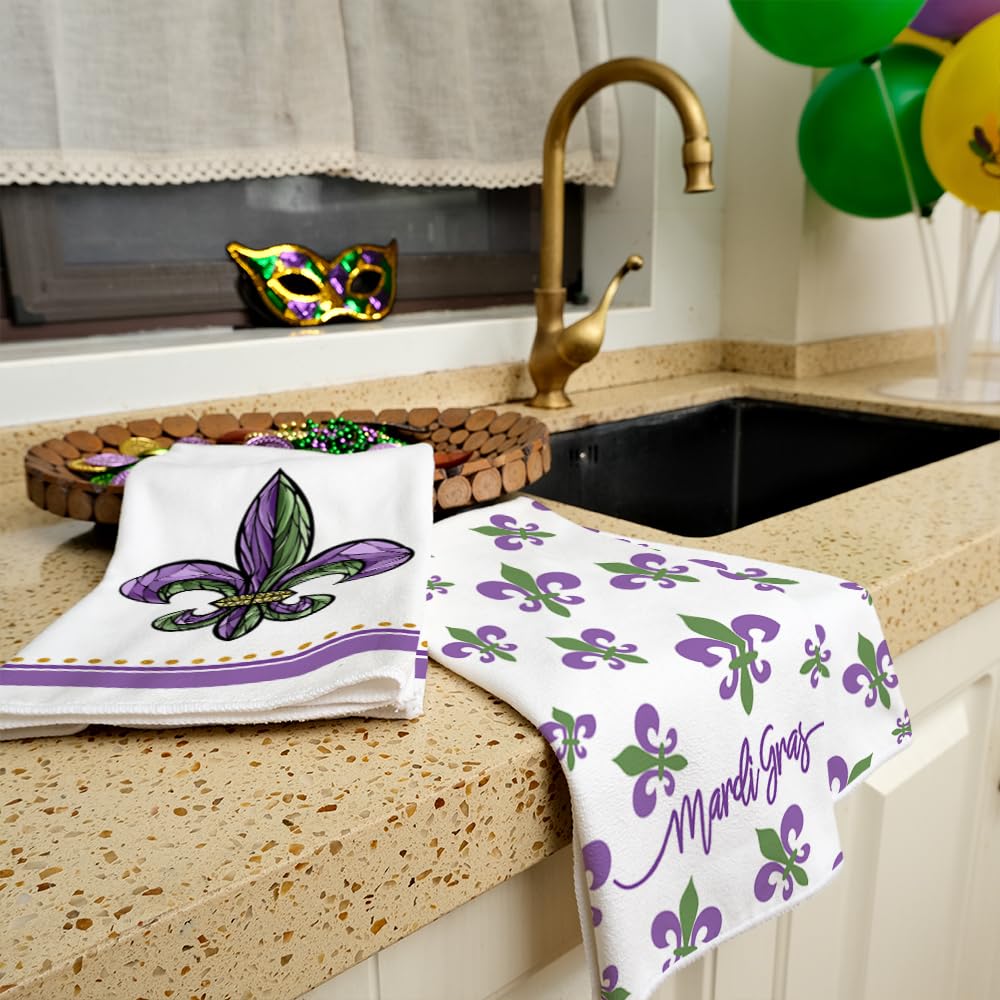 ARKENY fleur-de-lis kitchen towel with durable stitching for everyday use.