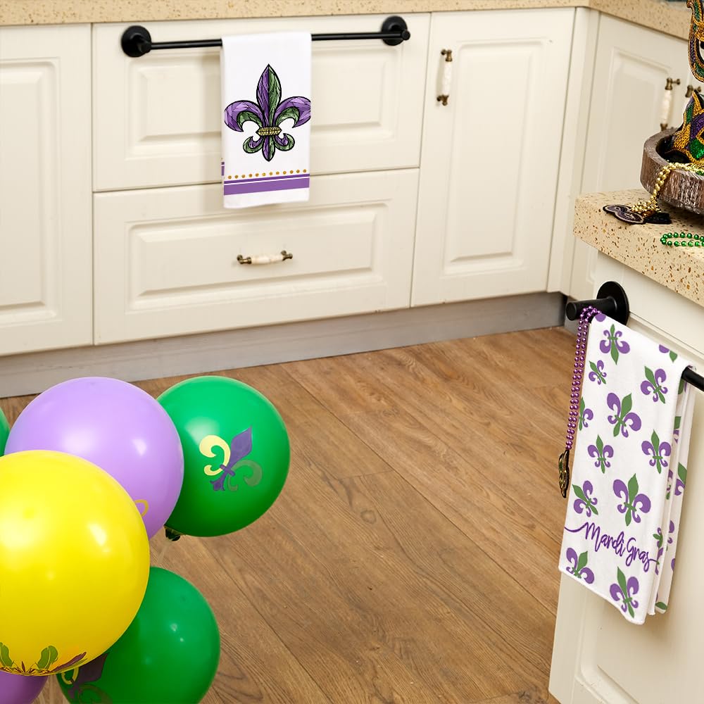 ARKENY fleur-de-lis dish towel brightens decor while cleaning and scrubbing tasks.