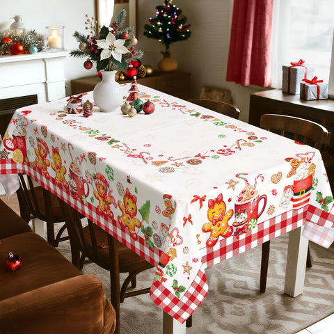 Arquiel candy cane border tablecloth adds festive charm for family meals