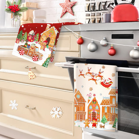 Arquiel Christmas Tea Towel bright red cotton, quick-dry function