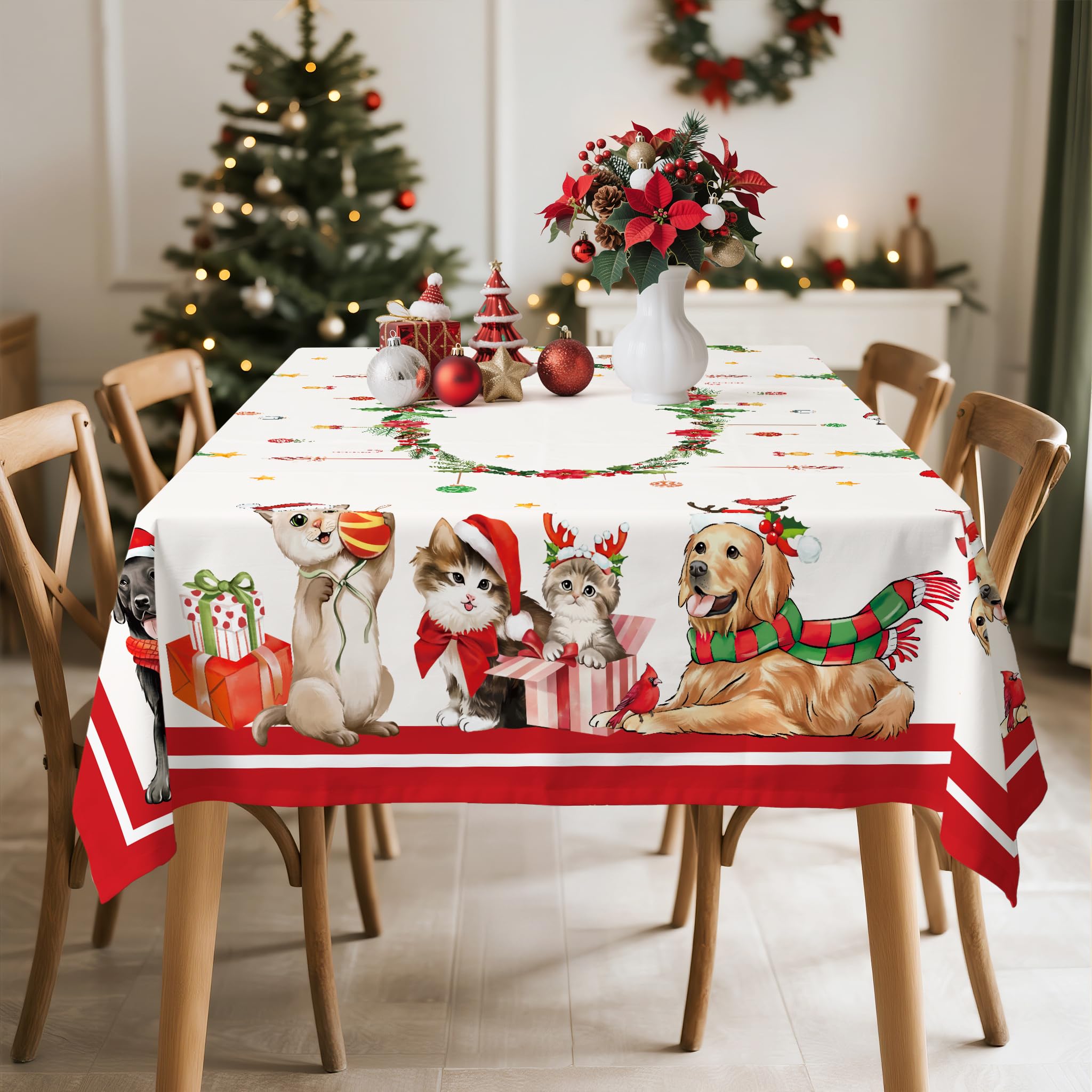 Easy-care red polyester Arquiel tablecloth ready for washing