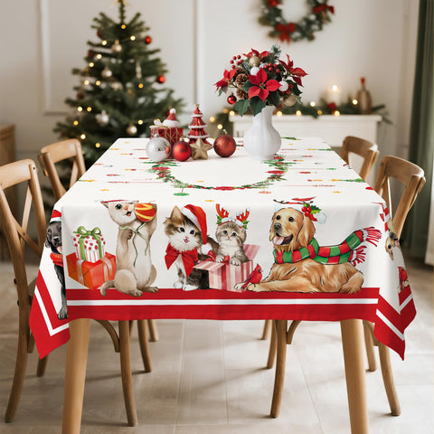 Easy-care red polyester Arquiel tablecloth ready for washing