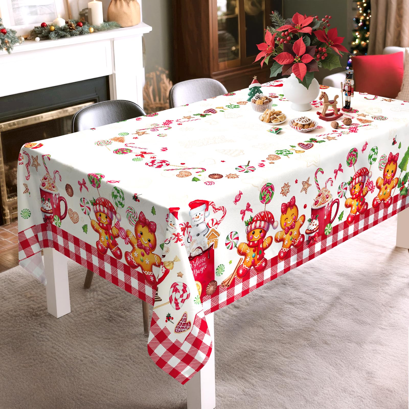 Arquiel waterproof finish tablecloth shields surfaces during light spills