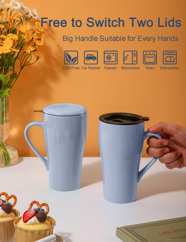 ARRADEN tea cup with infuser and lid for simple brewing and cleanup.