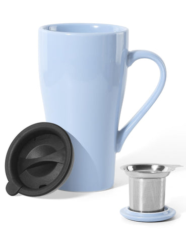 ARRADEN lilac tea cup with infuser for easy home or office brewing.