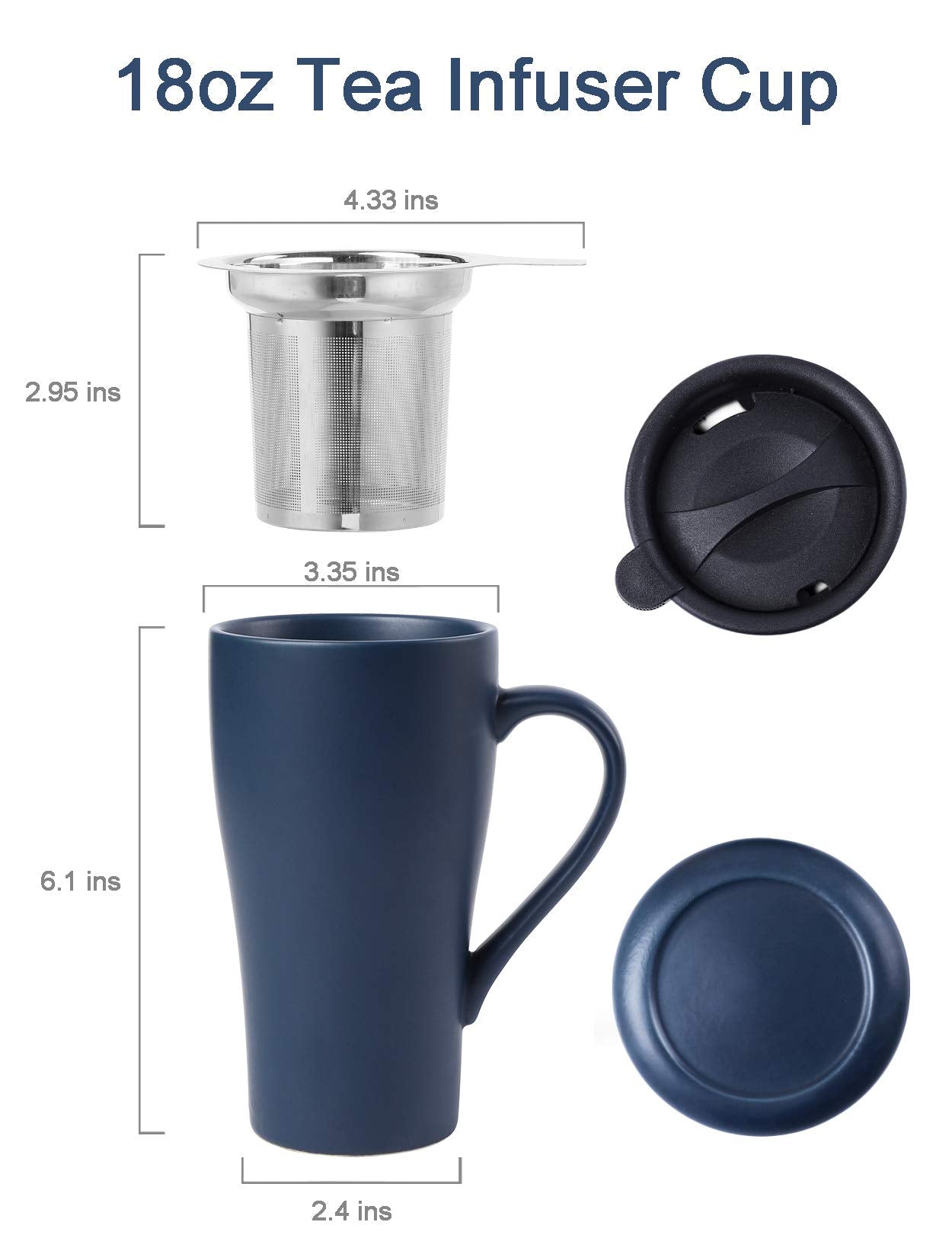 ARRADEN tea cup with removable infuser for easy cleaning