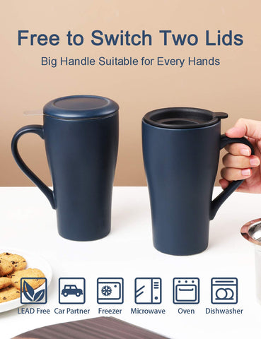 ARRADEN tea cup with two lids for home and travel use