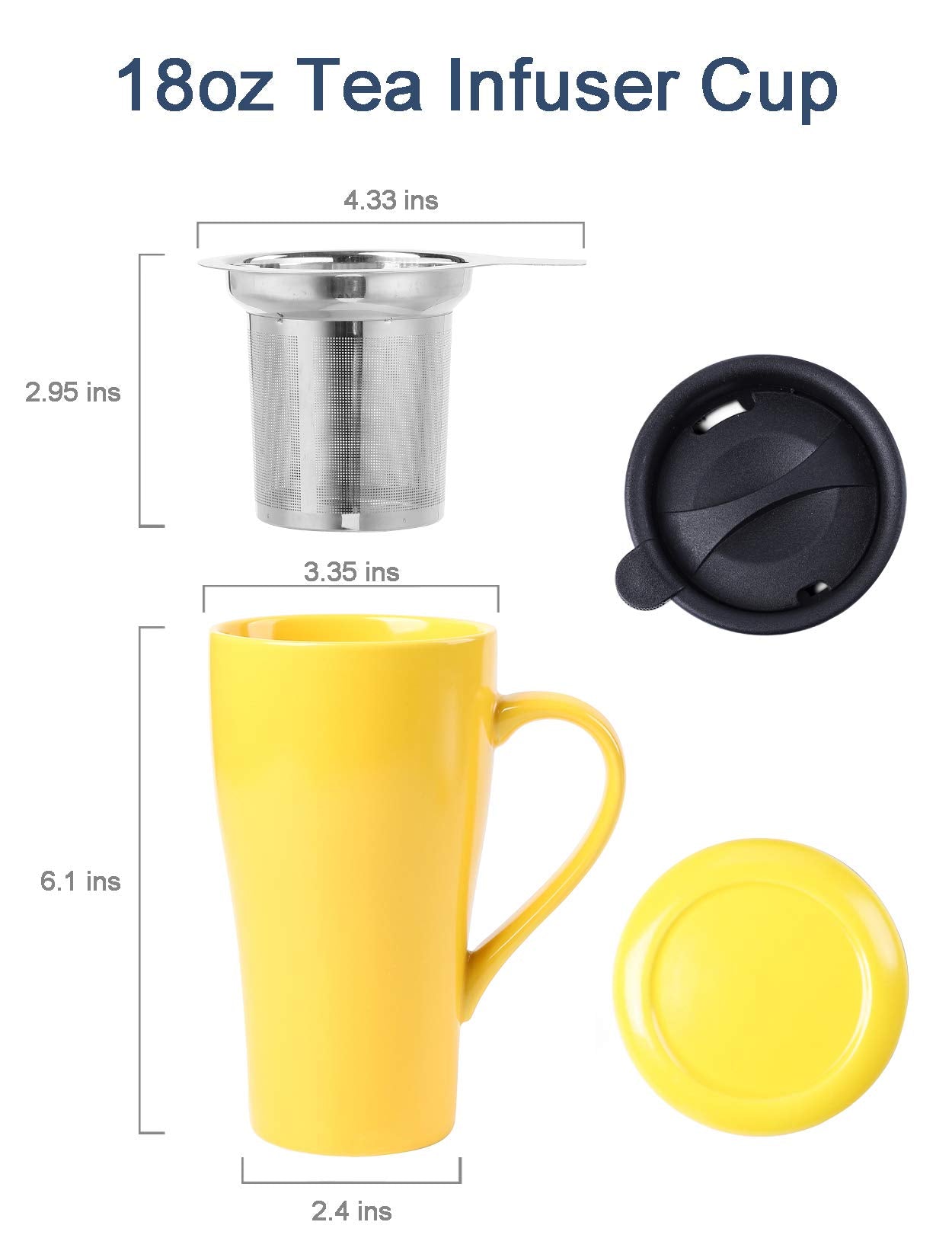 ARRADEN tea mug with removable infuser for easy cleaning
