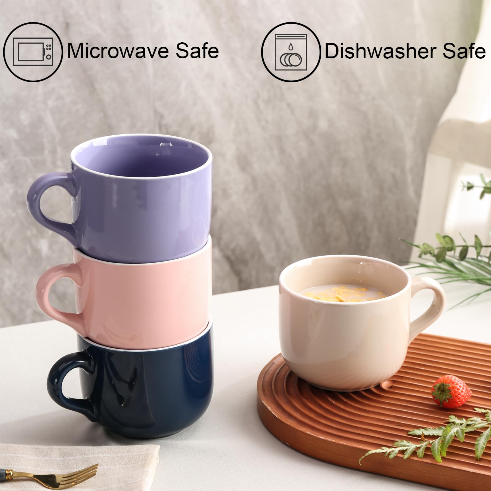 ARRADENS 21oz oven-proof ceramic mug for warm meals and snacks.