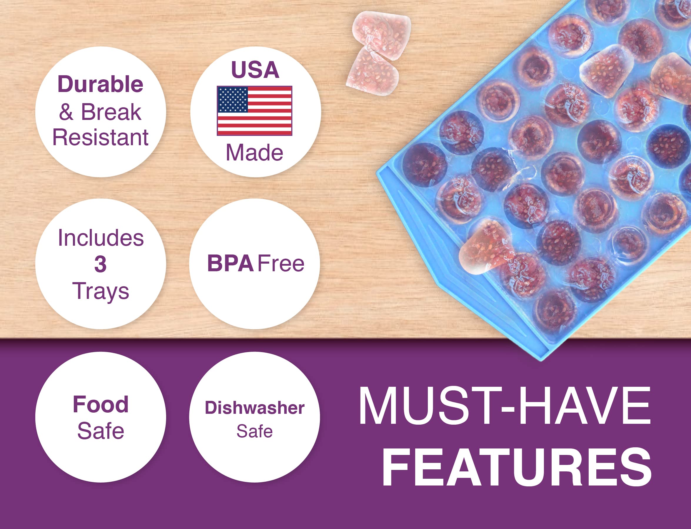 Arrow Mini Ice Cube Trays filled with 60 tiny cubes for quick chilling.