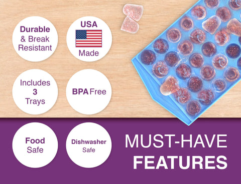 Arrow Mini Ice Cube Trays filled with 60 tiny cubes for quick chilling.