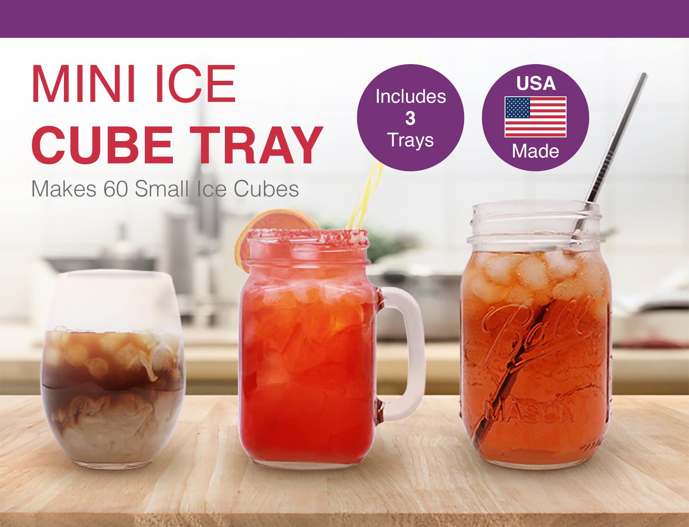 Arrow Mini Ice Cube Trays easy-release design pops out cubes.