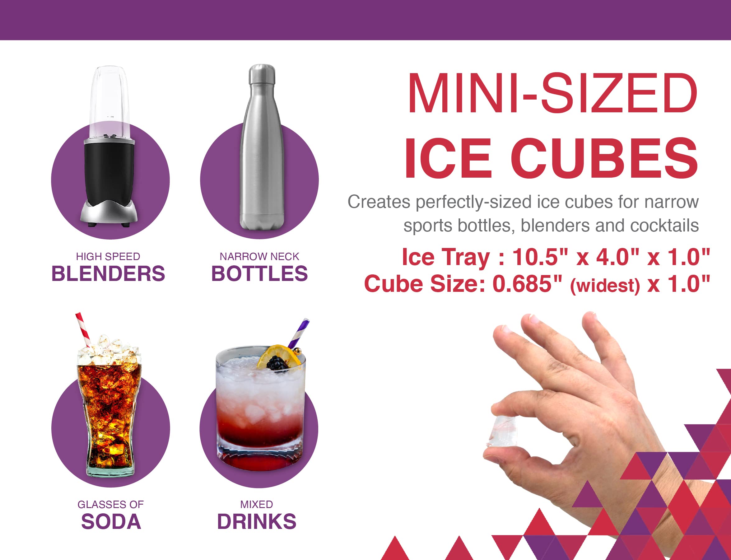 Arrow Mini Ice Cube Trays in the freezer drawer with other frozen items.