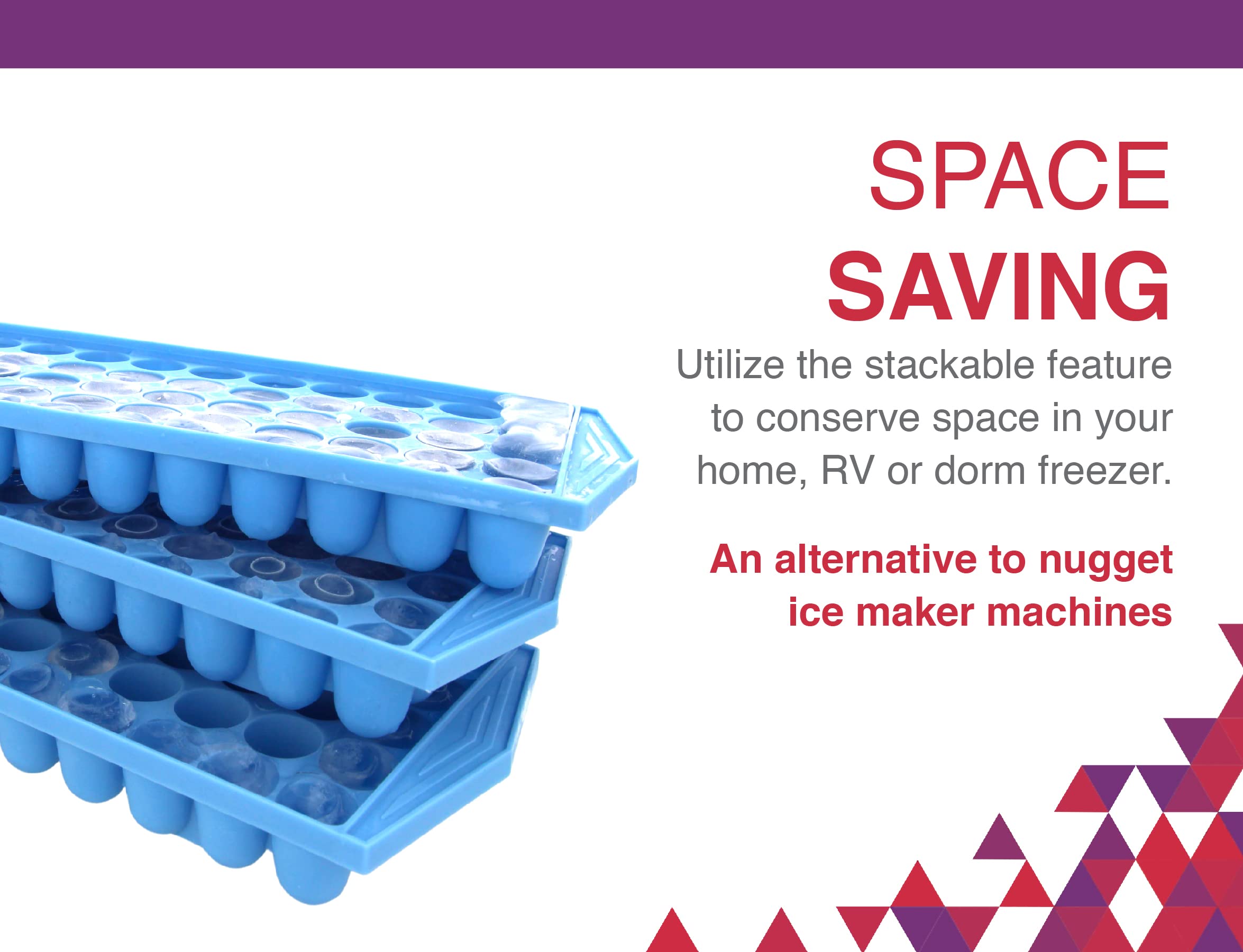 Arrow Mini Ice Cube Trays stackable with built-in lugs for compact storage.