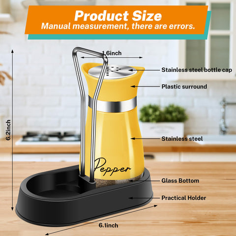 Arrozon yellow shaker close-up showing the clear glass bottom for easy refills.