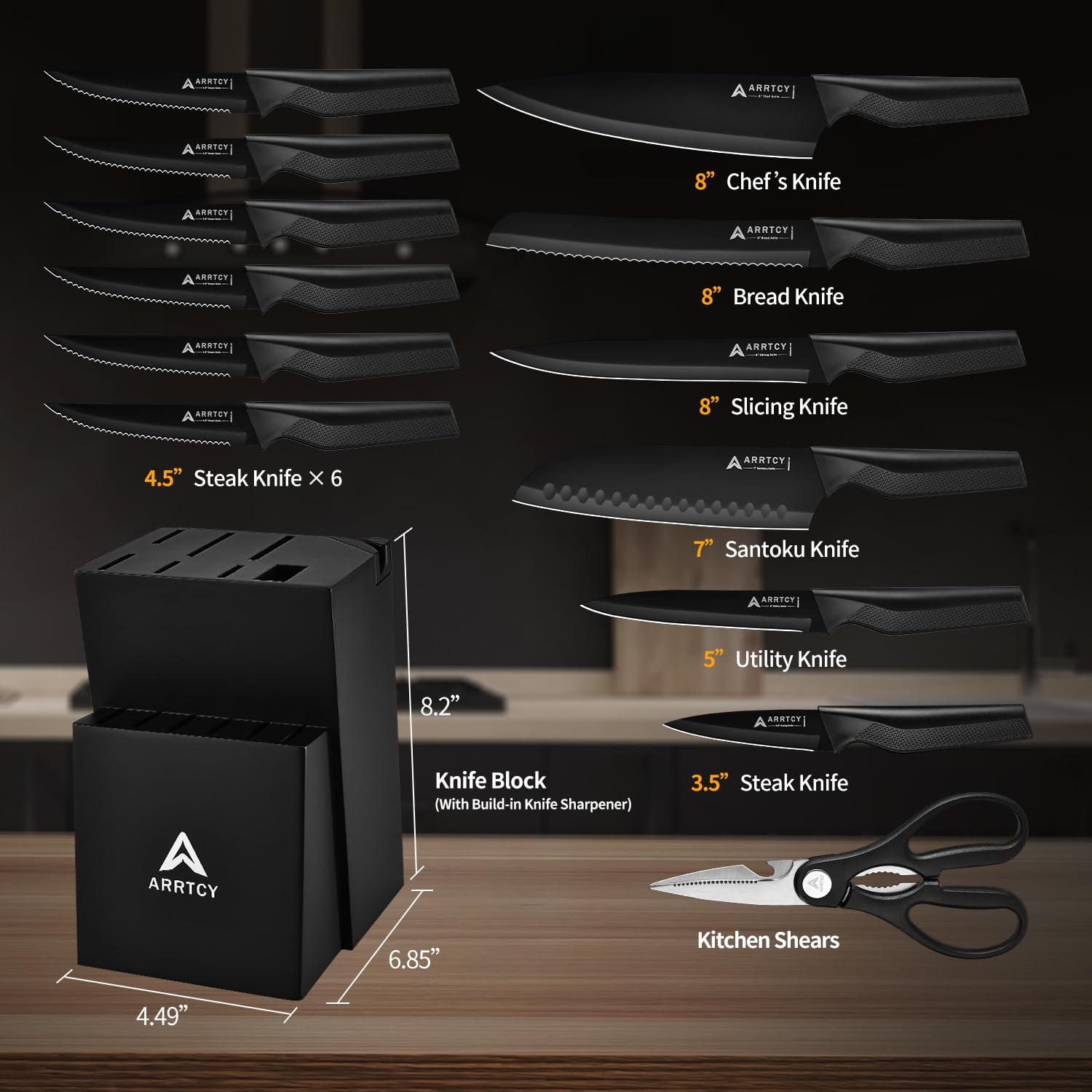 Arrtcy 8-inch chef knife ready for precise chopping and effortless dicing
