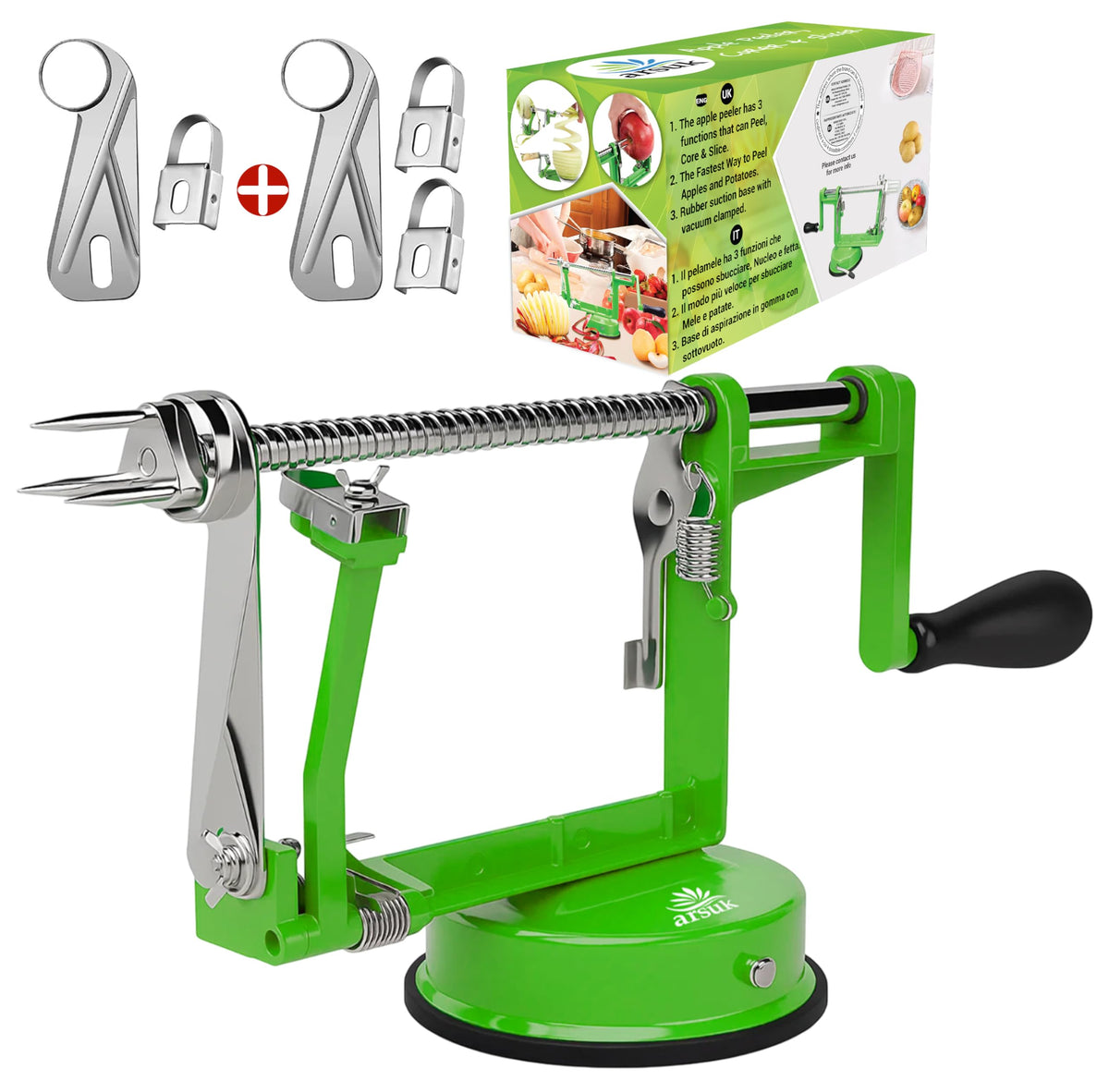 ARSUK Apple Peeler with Base Suction for stable countertop prep