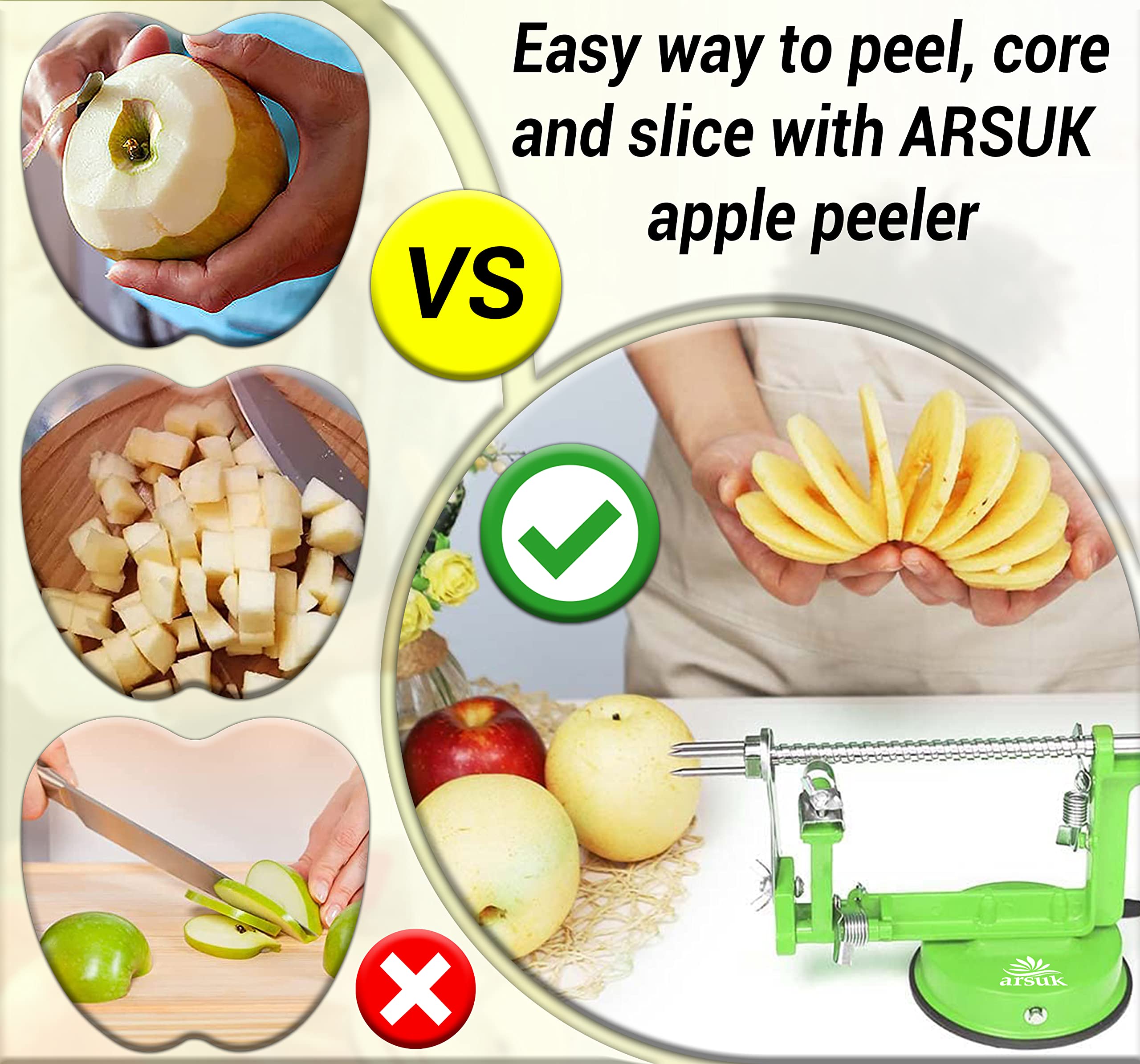 ARSUK Apple Peeler Cast Iron Body for durable kitchen tool