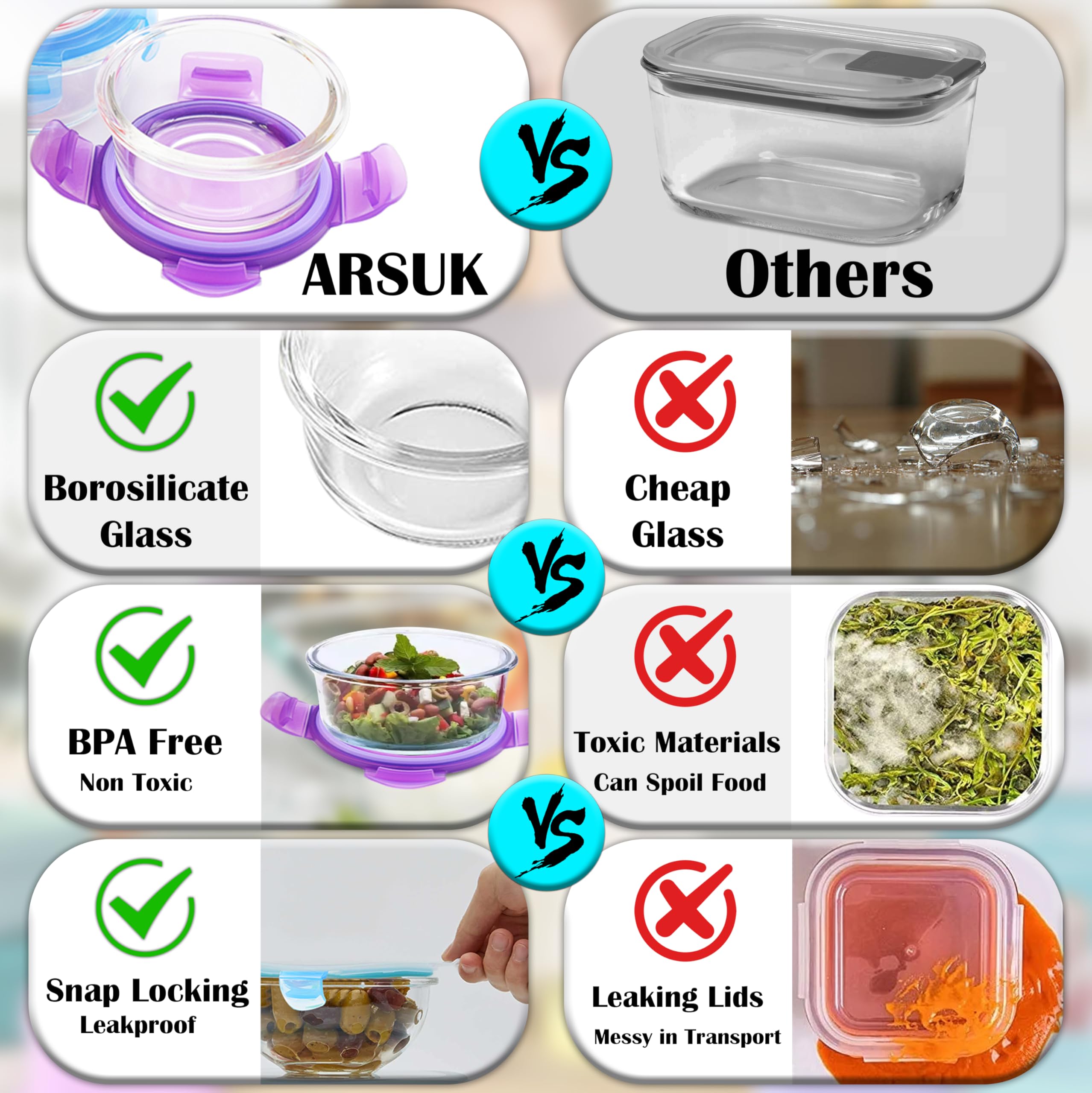ARSUK stackable glass storage saves fridge space