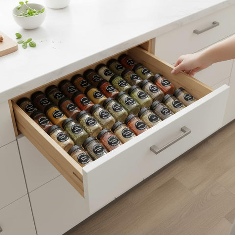 Art Secret waterproof, oilproof, tear-resistant labels resist kitchen spills.