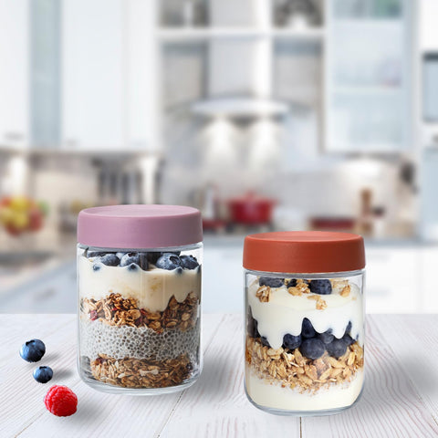 Artcochan stackable glass jar with edge guard for space-saving pantry organization.
