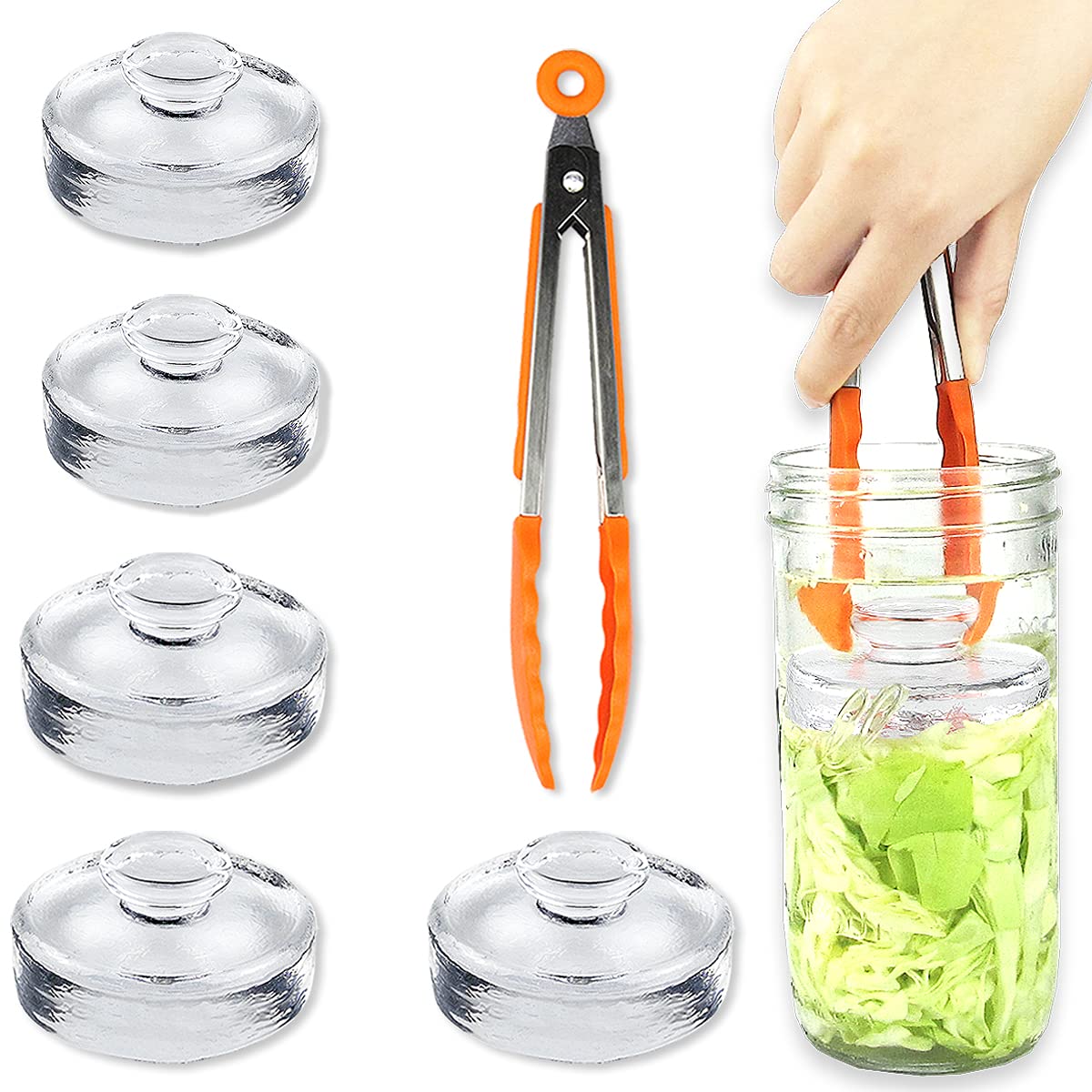 Artcome 5-pack glass fermentation weights for even brine pressure in wide-mouth jars