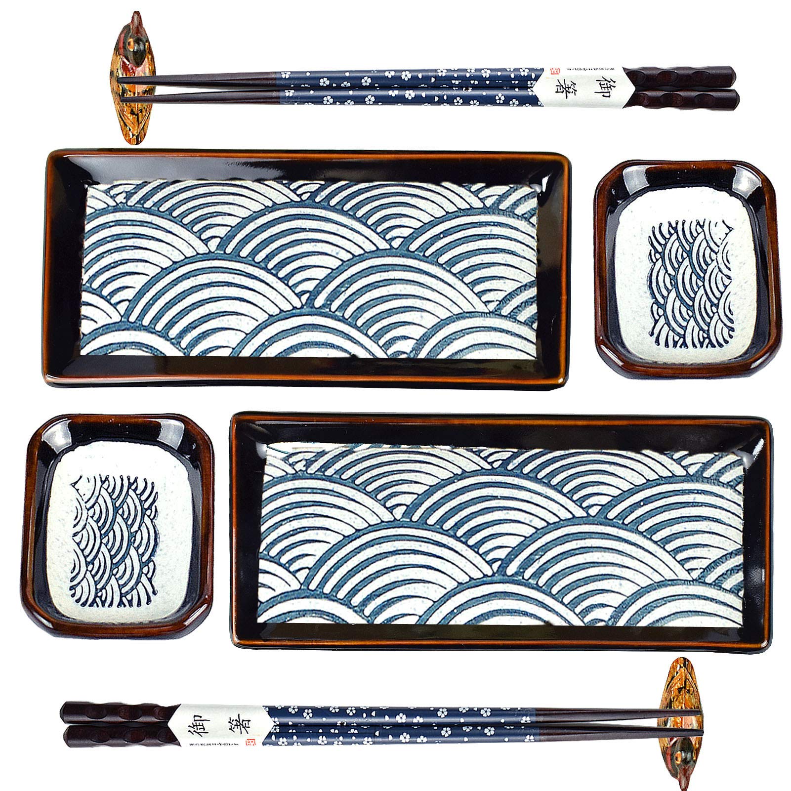 Artcome 8-piece sushi plate set with matching plates for stylish dining.