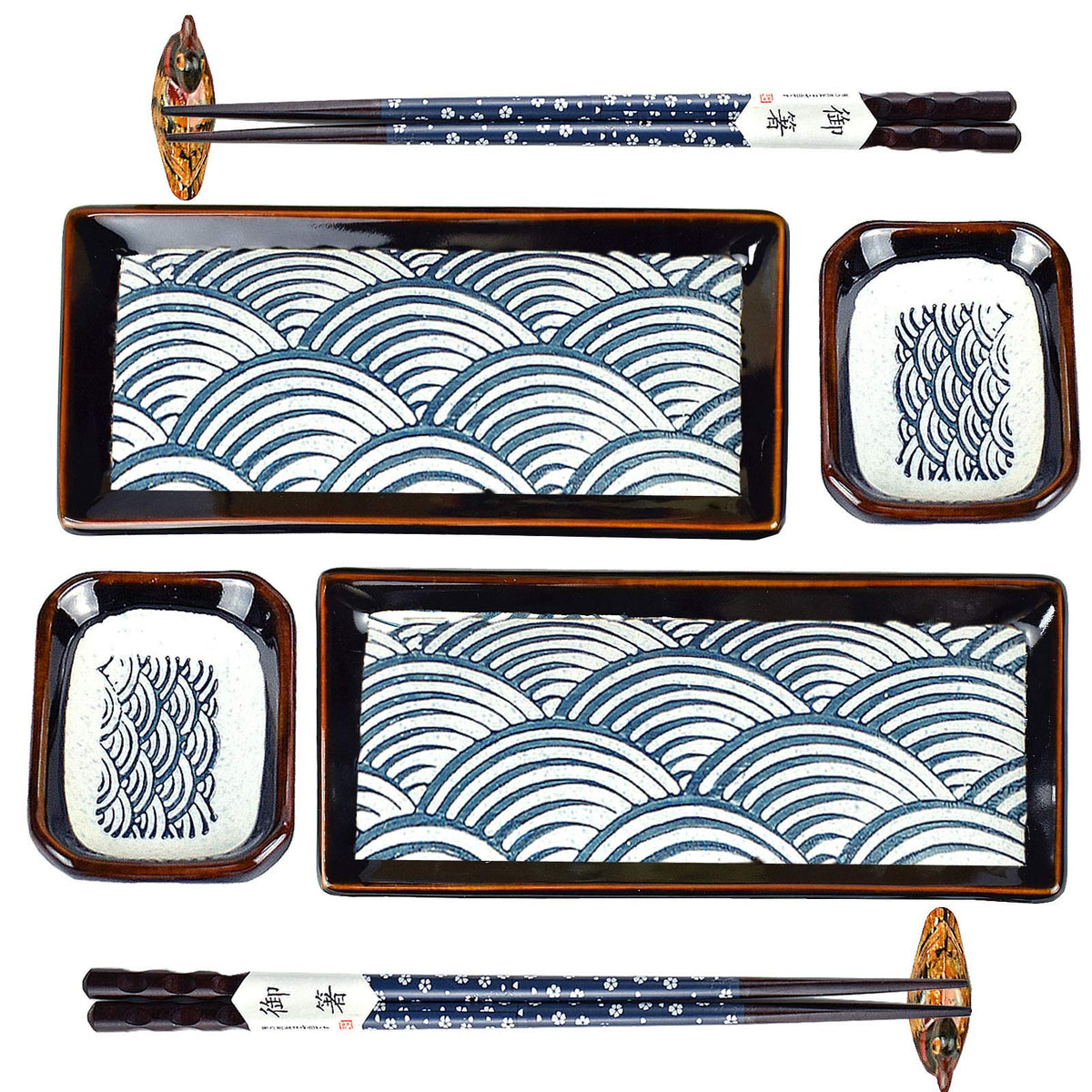 Artcome 8-piece sushi plate set with matching plates for stylish dining.