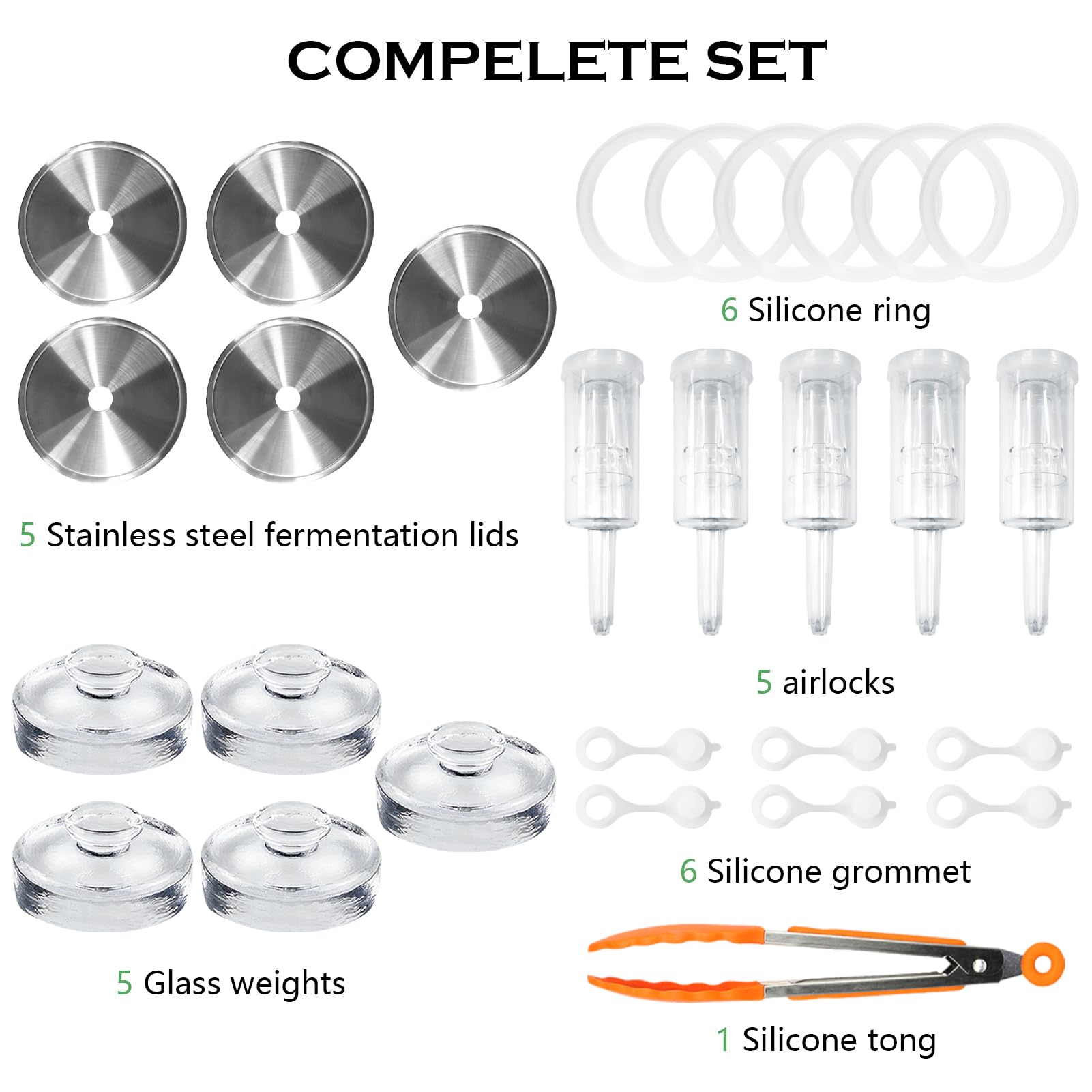 Artcome five-pack airlocks enabling controlled gas release during fermentation