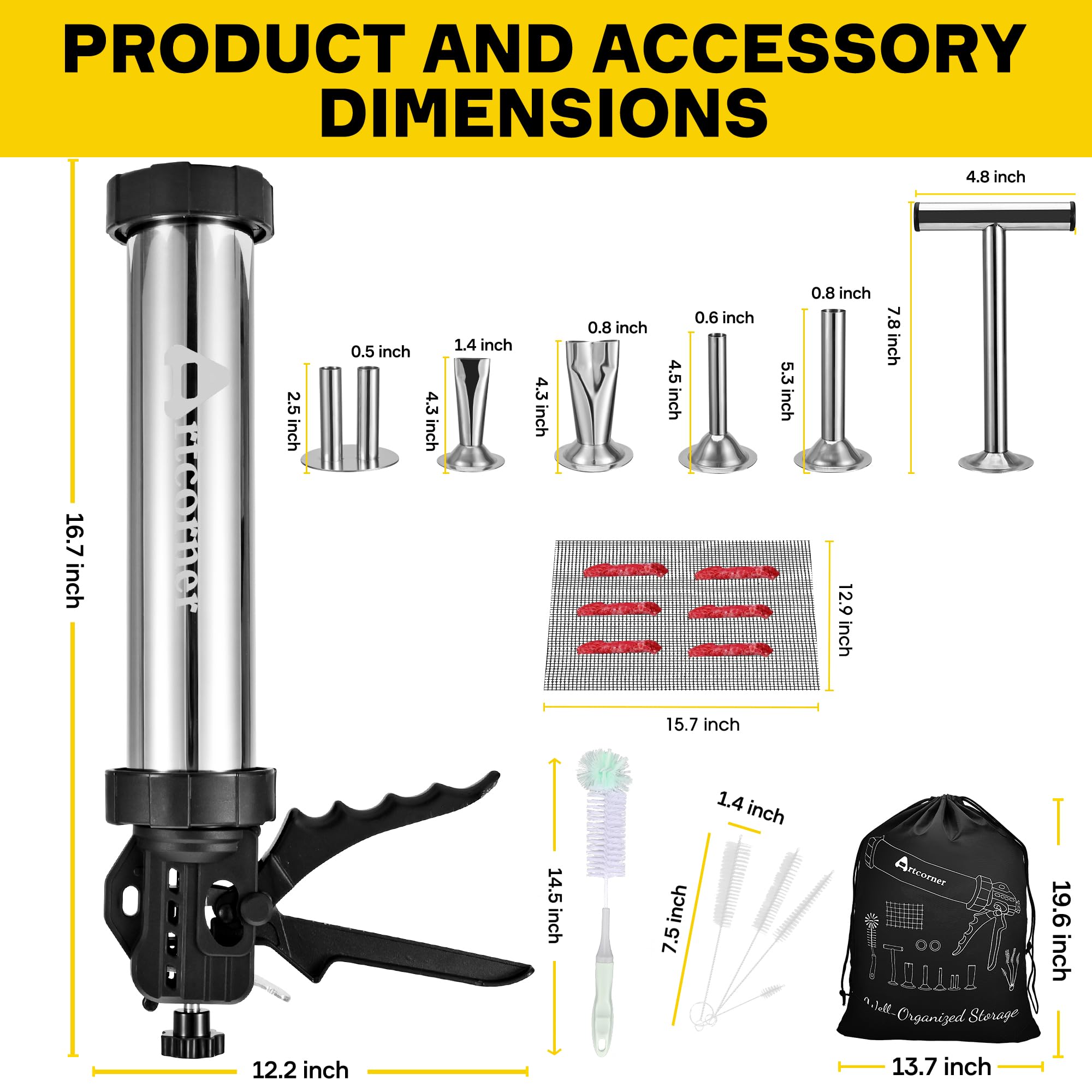 Artcorner 5-attachment kit includes brushes and storage net for easy cleanup