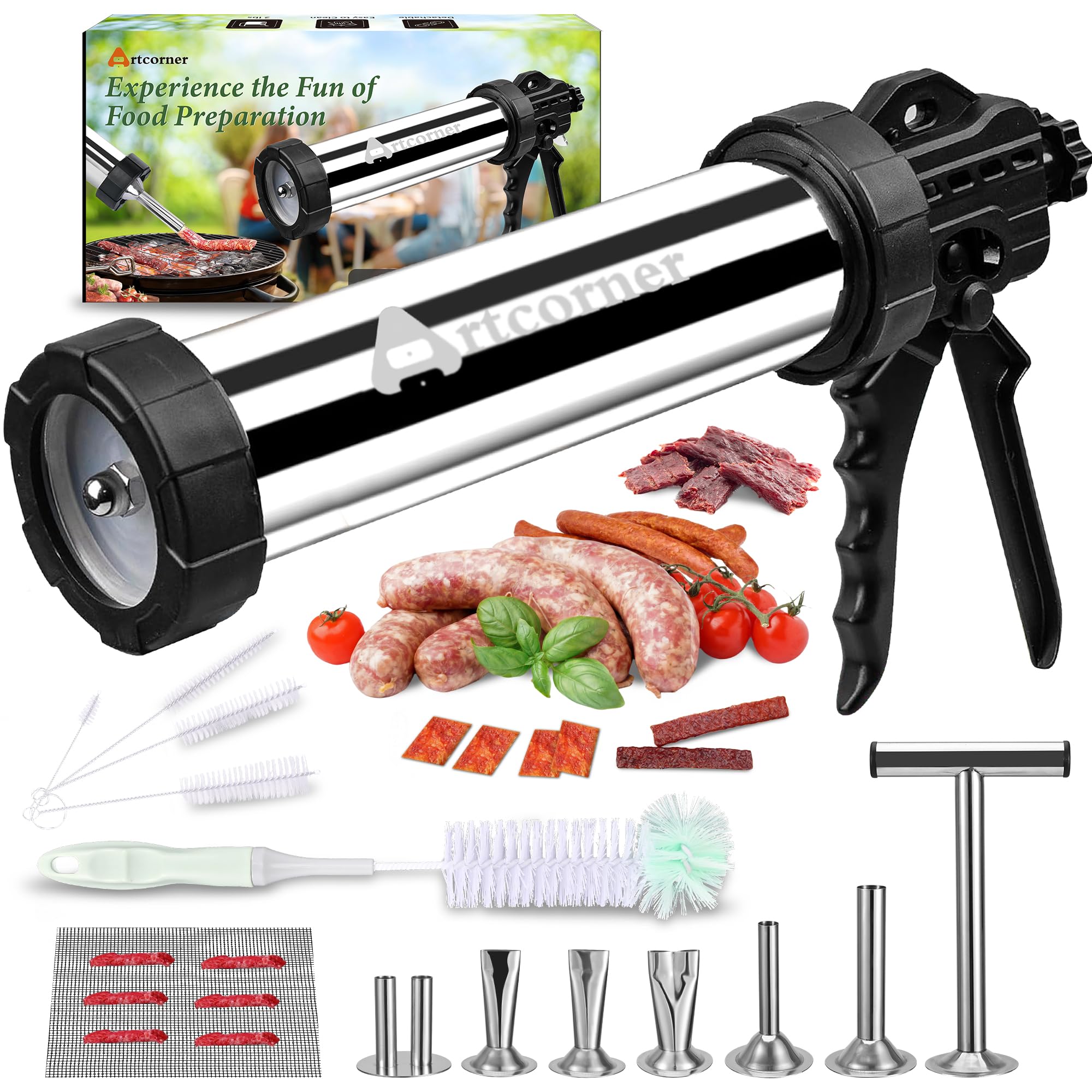 Artcorner jerky gun with 2.5lb capacity for large batches of beef jerky