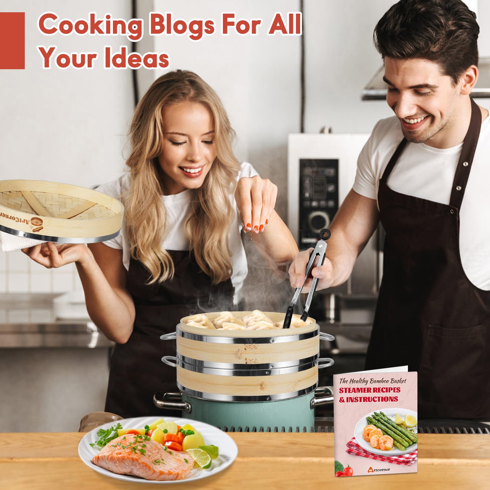 Artcorner steamer with heatproof handles and stainless cladding for durable lifting.