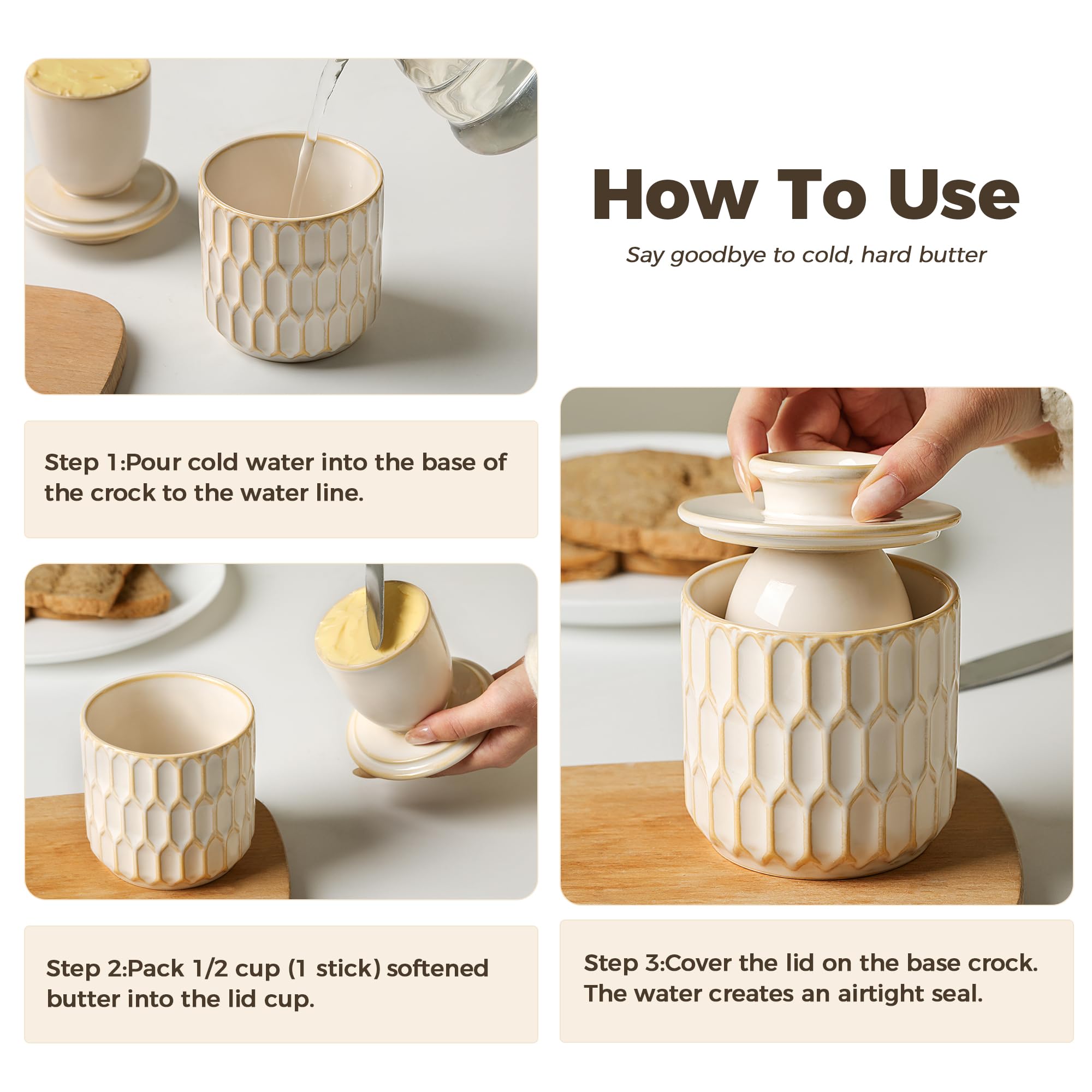 ArteBake butter crock easy-clean feature for dishwasher-safe or hand washing.