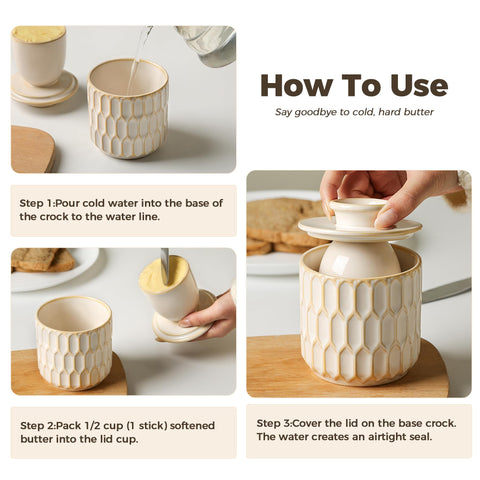 ArteBake butter crock easy-clean feature for dishwasher-safe or hand washing.