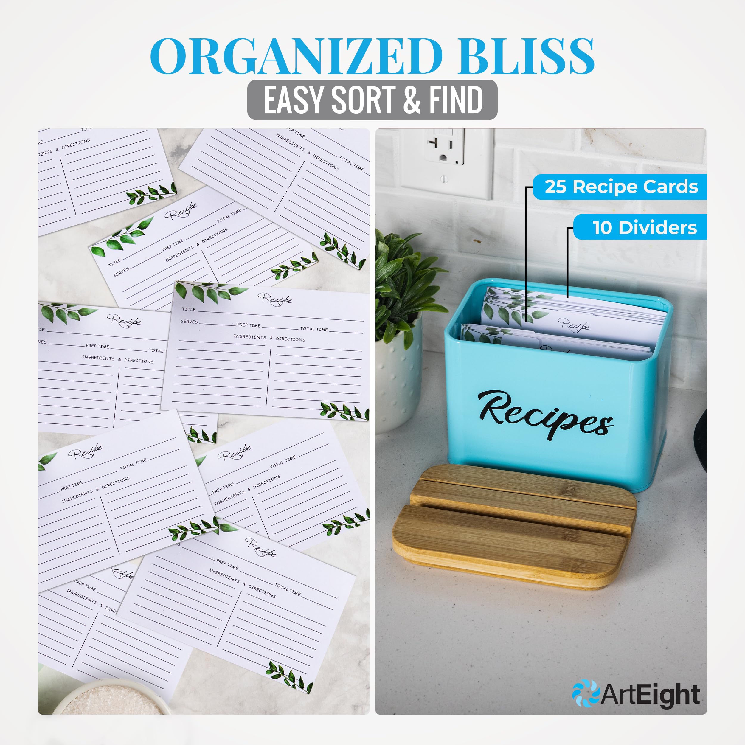 ArtEight 10 dividers help you categorize recipes by occasion, ingredient, or course.