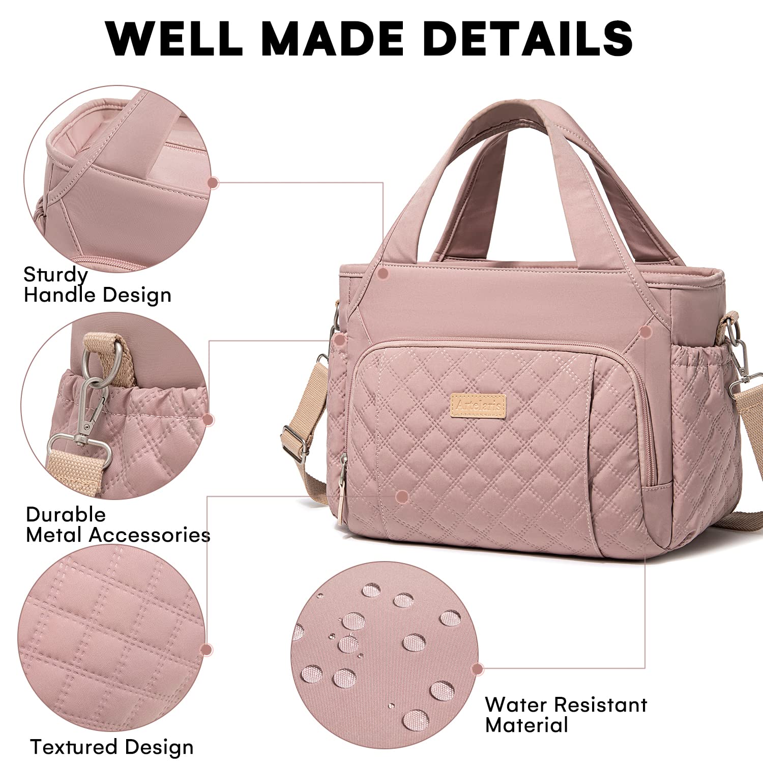 Artelaris lunch bag back pocket provides quick-access storage for phone or cards