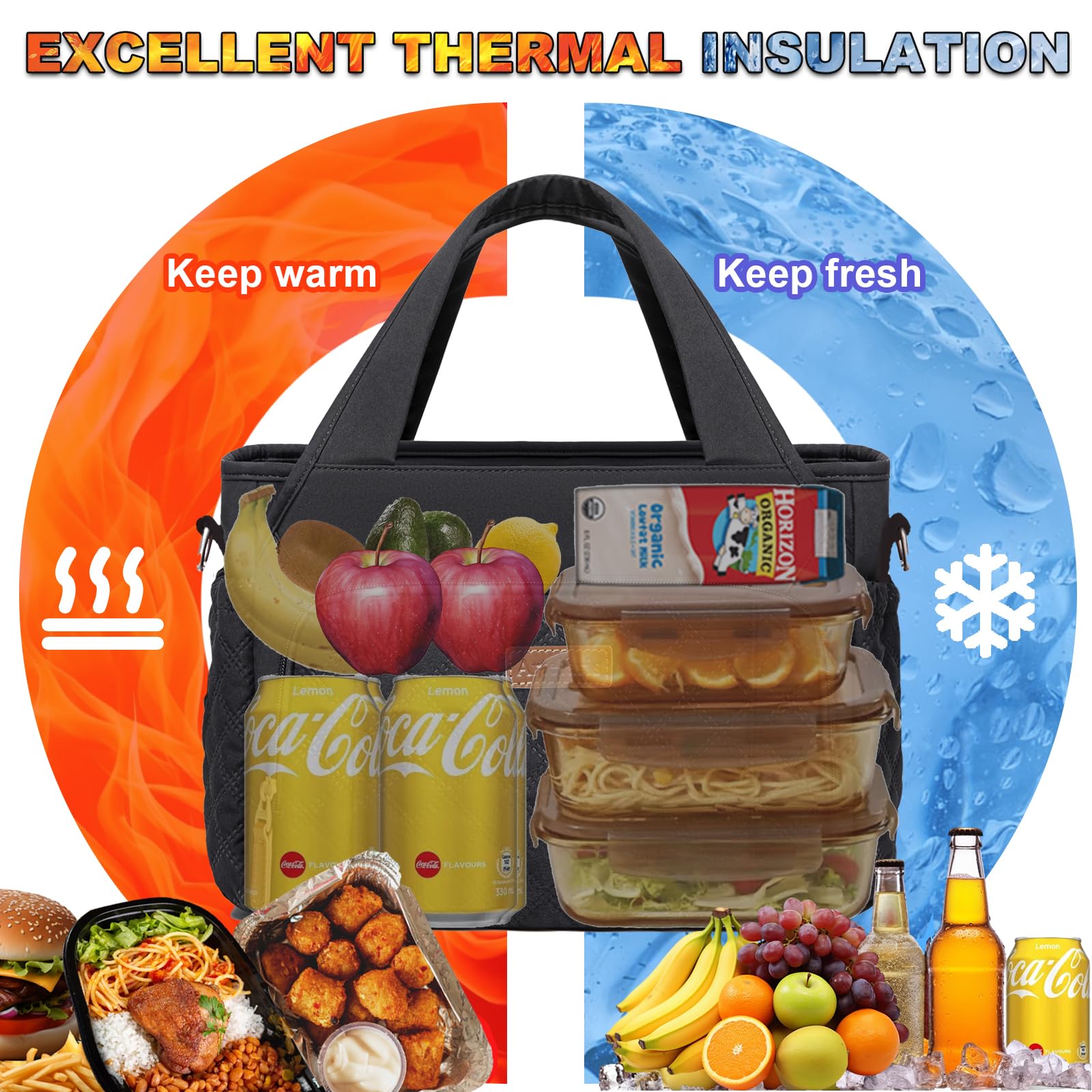 Artelaris insulated lunch bag open interior showing leak proof lining.