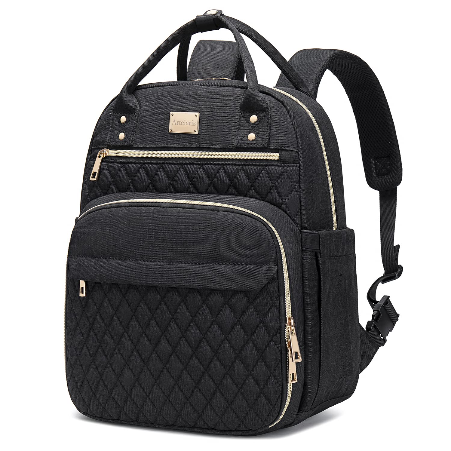 Artelaris lunch backpack front view shows seven pockets and stylish design for daily use.