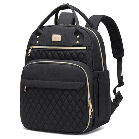 Artelaris lunch backpack front view shows seven pockets and stylish design for daily use.