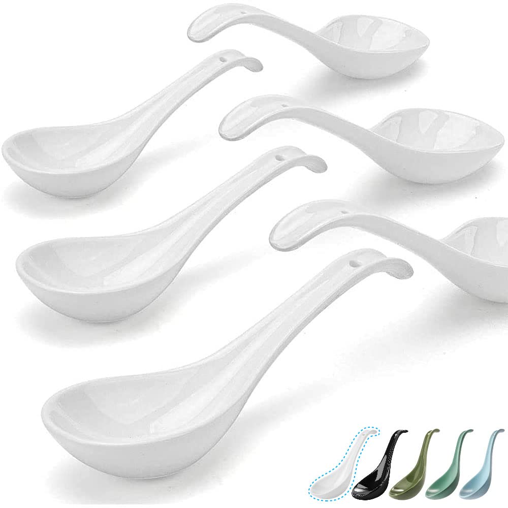 Artena Bright White 6.75-inch Asian soup spoon with deep bowl for broths and cereals